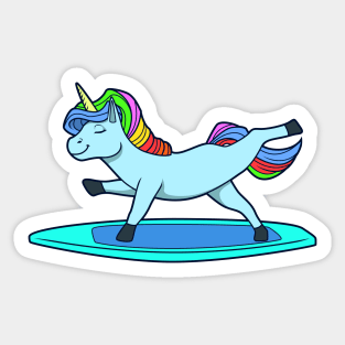 Cartoon Unicorn Does SUP Yoga Sticker